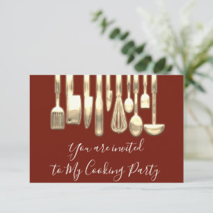Kookfeest Chef Gouden Keuken Maroon Goud  Kaart