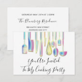 Kookfeest Chef Gouden Keuken Witte Holografische Kaart (Voorkant / Achterkant)