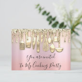 Kookfeest Chef Keuken Goud Roze Ombre Kaart (Staand voorkant)