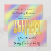 Kookfeest Chef Keuken Holografische Pastels Kaart (Voorkant / Achterkant)