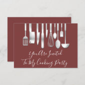 Kookfeest Chef Keuken Restaurant Roze Zilver Kaart (Voorkant / Achterkant)