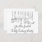 Kookfeest Chef Keuken Restaurant Wit Grijs  Kaart (Voorkant / Achterkant)