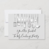Kookfeest Chef Keuken Restaurant Wit Zilver Kaart (Voorkant)