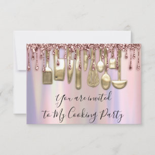Kookfeest Chef Keuken Rose Drips Holografisch  Kaart