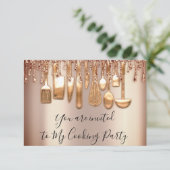 Kookfeest Chef Keuken Rose Goud Druppels Koper Kaart (Staand voorkant)