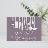 Kookfeest Chef Keuken Wit Grijs Paars Kaart (Staand voorkant)