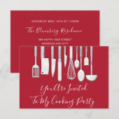 Kookfeest Chef Keuken Wit Grijs Rood Kaart (Voorkant / Achterkant)