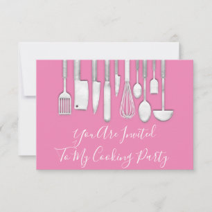 Kookfeest Chef  Keuken Wit Grijs Roze  Kaart