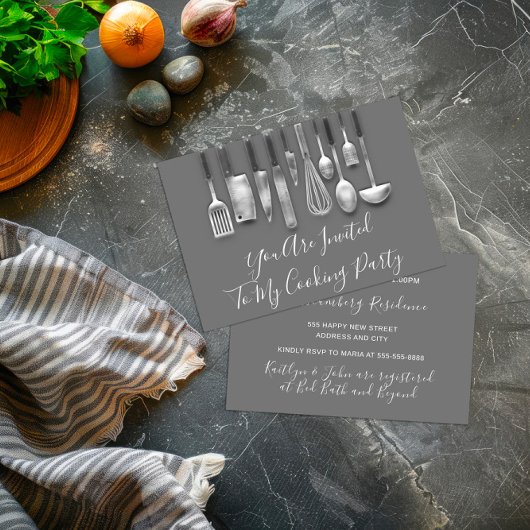 Kookfeest Chef Keuken Wit Grijs Zilver Kaart