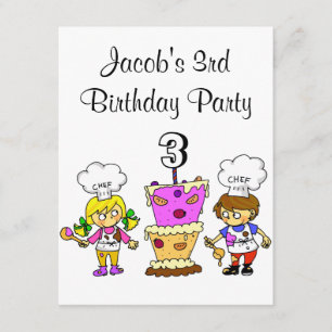 kookfeest op de derde verjaardag kaart