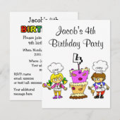 kookfeest op de vierde verjaardag kaart (Voorkant / Achterkant)