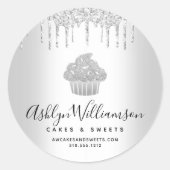 Kookgebak Chef Bakery Silver Glitter Drivers Ronde Sticker (Voorkant)