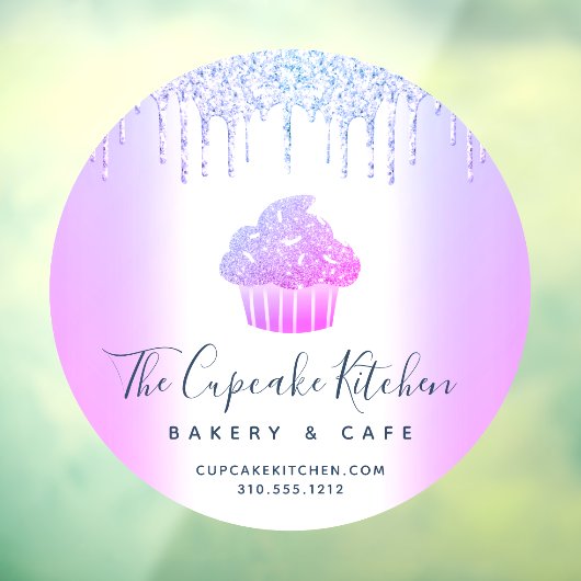Kookgebak gebakken bakkerij Café Paarse glitterdri Raamsticker (Vel 3)