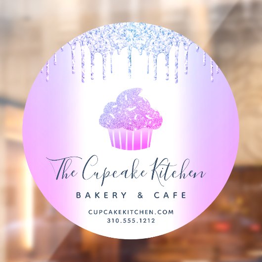 Kookgebak gebakken bakkerij Café Paarse glitterdri Raamsticker (Vel 2)