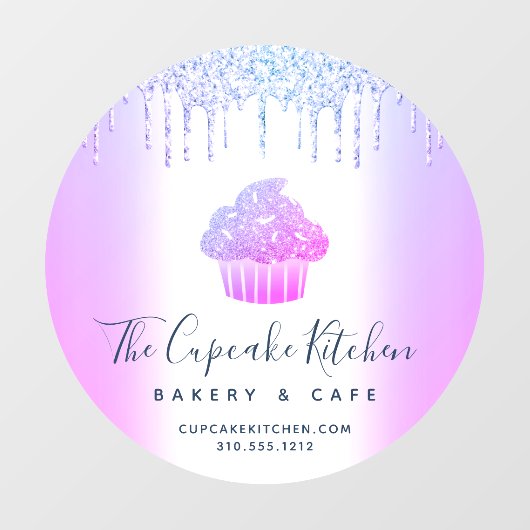 Kookgebak gebakken bakkerij Café Paarse glitterdri Raamsticker (Vel)