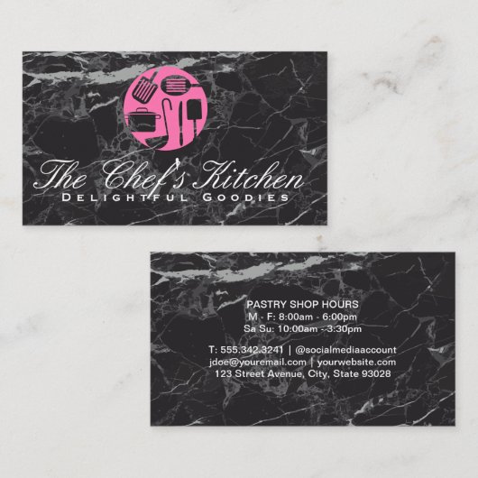 kookgereedschap | culinair | Marmer Visitekaartje (Voorkant / Achterkant)