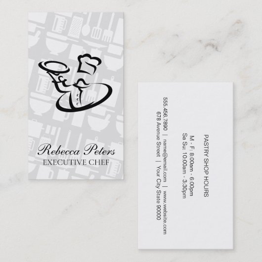 kookgereedschap | culinair | server | catering visitekaartje (Voorkant / Achterkant)