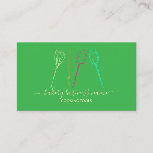 Kookgerei Bakkerij Zelfgemaakt voedsel groen Visitekaartje (Voorkant)