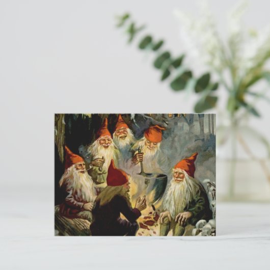 “Kookgerei bij het kampvuur” elfen van Jenny Nystr Briefkaart (Staand voorkant)