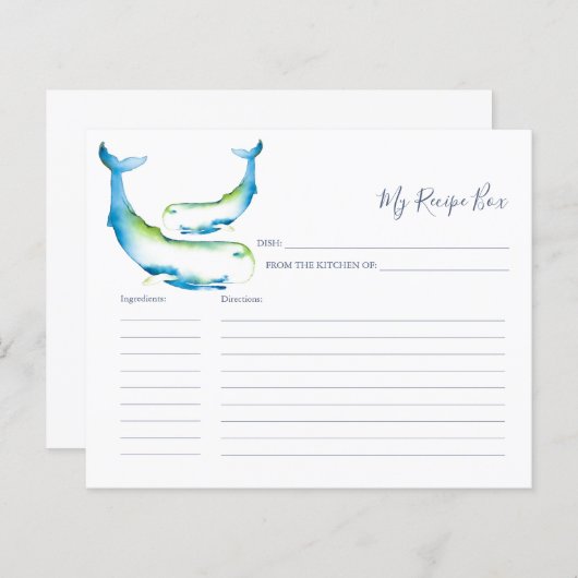 Kookgerei Kaarten Blauwe walvis (Voorkant / Achterkant)