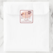 Kookgerei Keuken Vrijgezellenfeest | roze Vierkante Sticker (Tas)