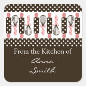  kookgerei keukenlabel vierkante sticker (Voorkant)