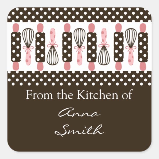  kookgerei keukenlabel vierkante sticker (Voorkant)