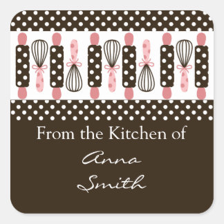 kookgerei keukenlabel vierkante sticker