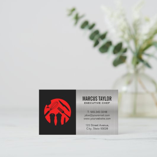 Kookgerei | Metalen Visitekaartje (Staand voorkant)