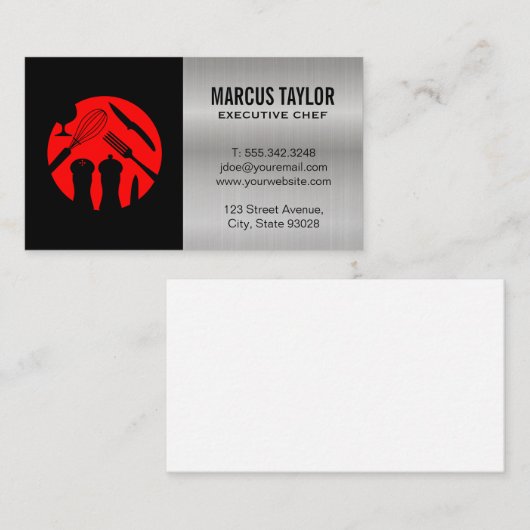 Kookgerei | Metalen Visitekaartje (Voorkant / Achterkant)