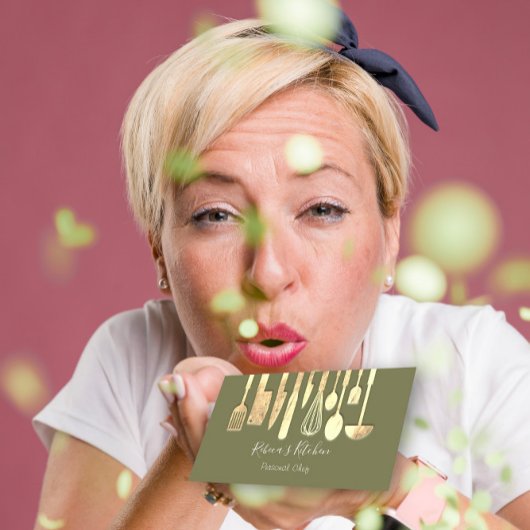 Kookgerei op persoonlijke afkapper Restaurant Cate Visitekaartje