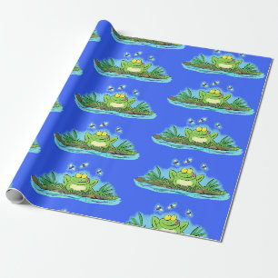 Kookgroen kikker en vliegpapier voor het verpakken cadeaupapier