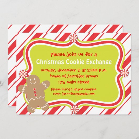 Kookie-kerstuitnodiging Kaart (Voorkant / Achterkant)