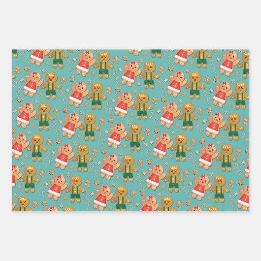 Kookie met kerstcadeau inpakpapier vel (Voorkant 2)