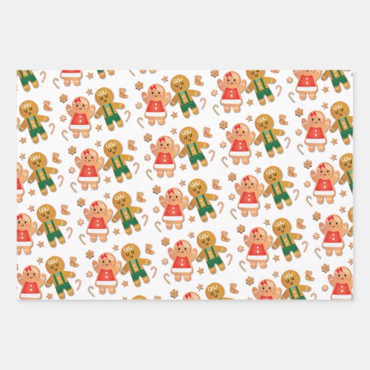 Kookie met kerstcadeau inpakpapier vel (Voorkant)