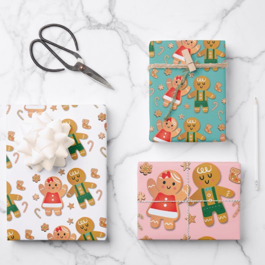 Kookie met kerstcadeau inpakpapier vel (Voorkant)