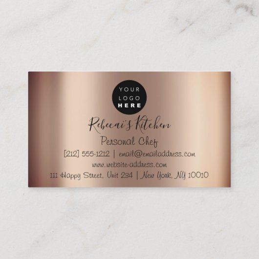 Kooking Personal Chef Restaurant Culinair Gold Visitekaartje (Achterkant)