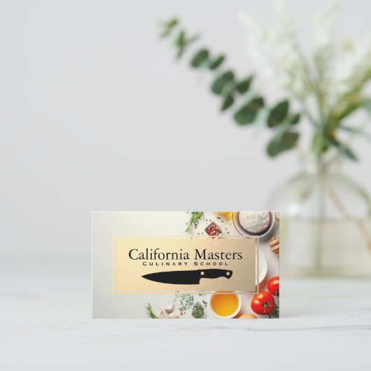 Kookingrediënten | keukenmes visitekaartje (Staand voorkant)