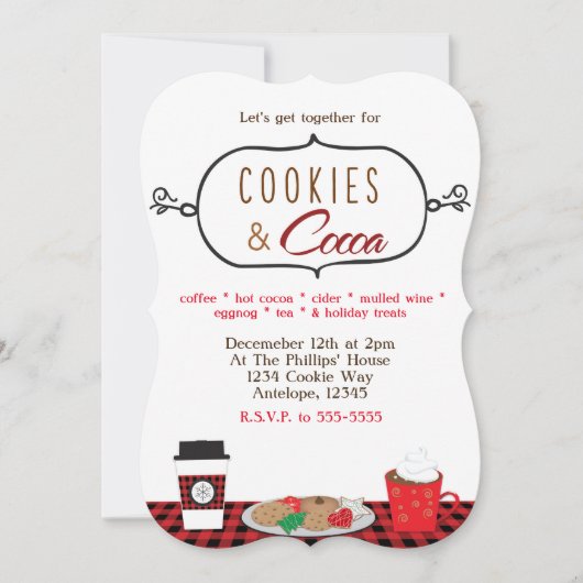 KOOKJES & COCOA Kerstfeest Uitnodigingen (Voorkant)