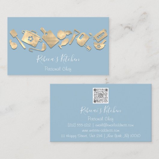 Kookkaas restaurant met catering GoldLogo QR-code Visitekaartje (Voorkant / Achterkant)