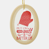 kookkeramiek met een grappige oven en met een mat  keramisch ornament (Achterkant)