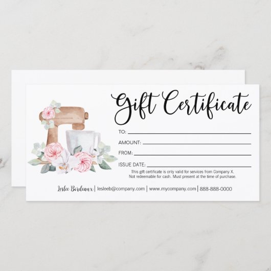 Kookklasse Bakkerij Cadeaubon (Voorkant / Achterkant)