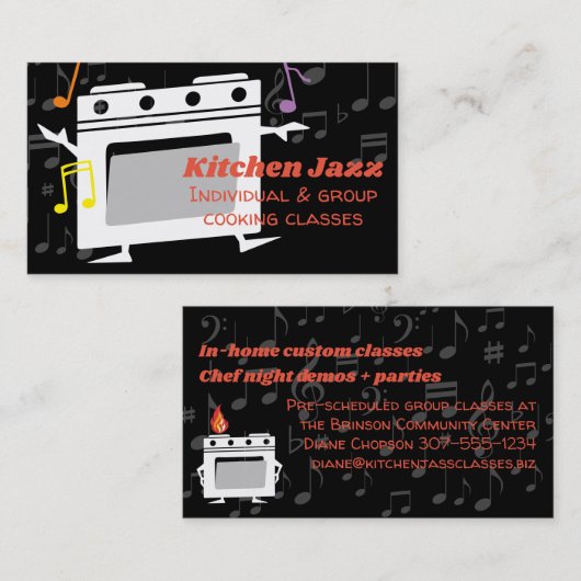 Kookklasse chef-catering danserende ovenkookforel visitekaartje (Voorkant / Achterkant)