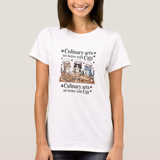 Kookkunst is beter met katten T-shirt (Voorkant)