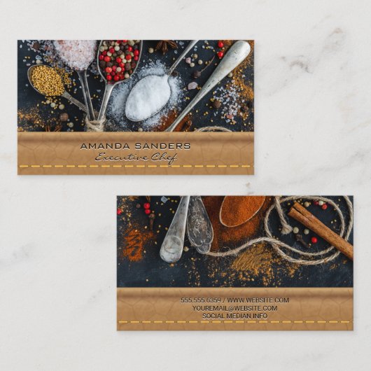 Kookkunsten | Kruiden | Leder Visitekaartje (Voorkant / Achterkant)