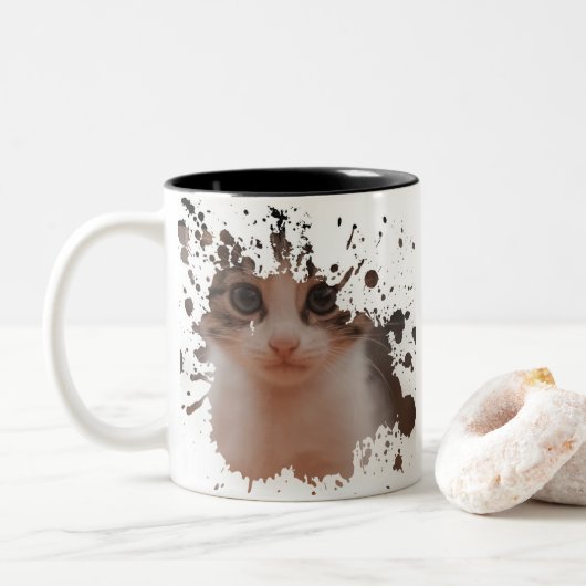 Kooklettenontwerp | Beste kattencadeau Tweekleurige Koffiemok (Met donut)