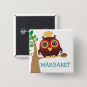 Kookmerk van haver van hout van hout vierkante button 5,1 cm (Voorkant /achterkant)