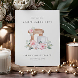 Kookmixer Floral Recipe Kaart Vrijgezellenfeest Reclamebord Met Voetstuk
