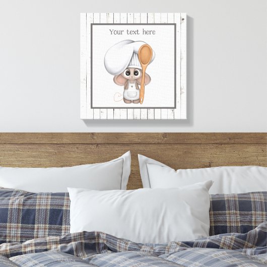 kookmuis met schattig kookgerei en tekstkeuken canvas afdruk (Insitu (Slaapkamer))