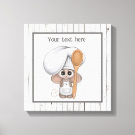 kookmuis met schattig kookgerei en tekstkeuken canvas afdruk